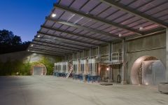 Hourglass Stainless Steel Vats in the Exterior Winery Image