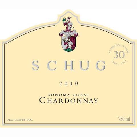 Schug Sonoma Coast Chardonnay 2010 Front Label