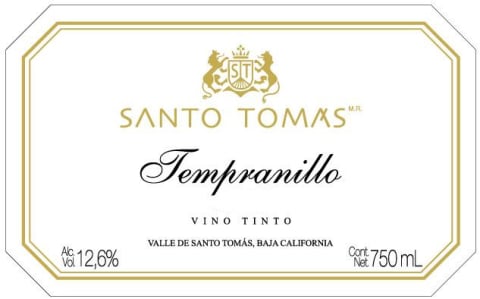 Bodegas de Santo Tomas Tempranillo 2010 Front Label