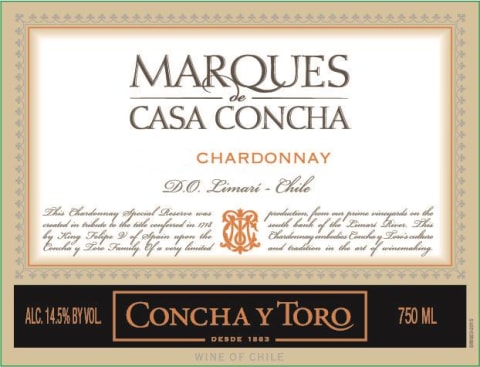 Concha y Toro Marques de Casa Concha Chardonnay 2019 Front Label