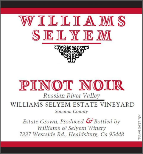 Williams Selyem Estate Vineyard Pinot Noir 2019 Front Label