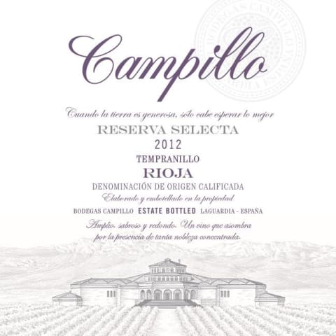 Bodegas Campillo Reserva Selecta 2012 Front Label