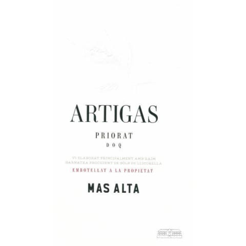 Bodegas Mas Alta Artigas Priorat 2017 Front Label