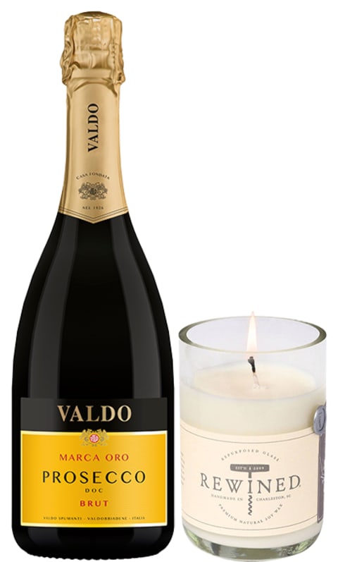 wine.com Rated Prosecco & Rewined Candle Gift Set Gift Product Image