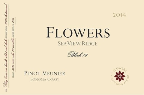 Flowers Sea View Ridge Block 19 Pinot Meunier 2014 Front Label