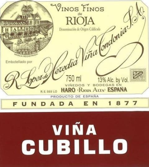 R. Lopez de Heredia Vina Cubillo Crianza 2014 Front Label