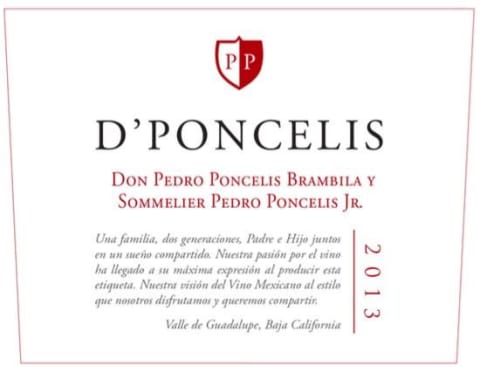 D'Poncelis Valle de Guadalupe Tinto 2013 Front Label