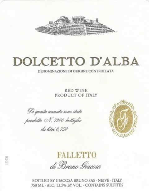 Bruno Giacosa Falletto Dolcetto d'Alba 2021 Front Label