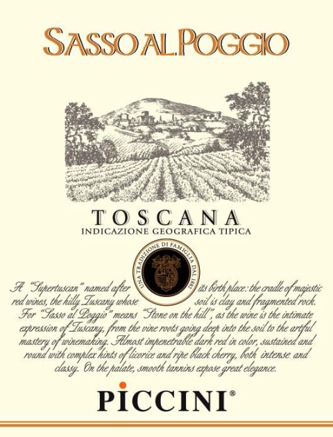 Piccini Sasso al Poggio 2016 Front Label