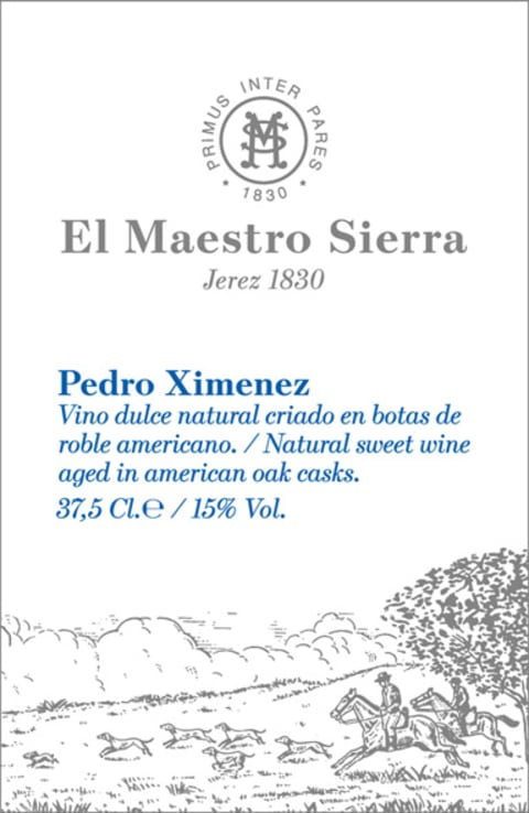 El Maestro Sierra Pedro Ximenez Sherry (375ML half-bottle) Front Label
