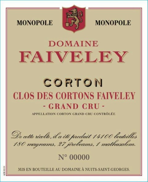 Faiveley Corton Clos des Cortons Faiveley Grand Cru 2018 Front Label