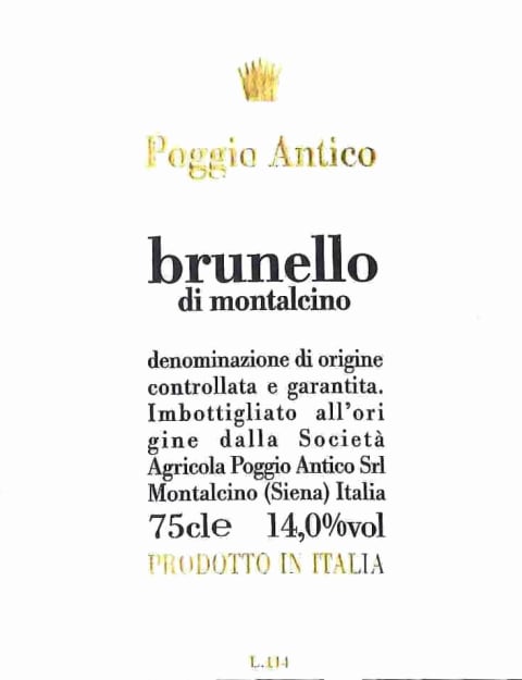 Poggio Antico Brunello di Montalcino 2013 Front Label