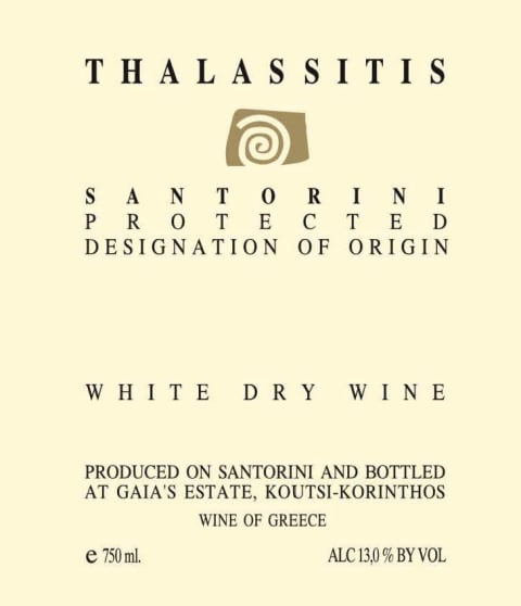 Gaia Santorini Thalassitis Assyrtiko 2020 Front Label