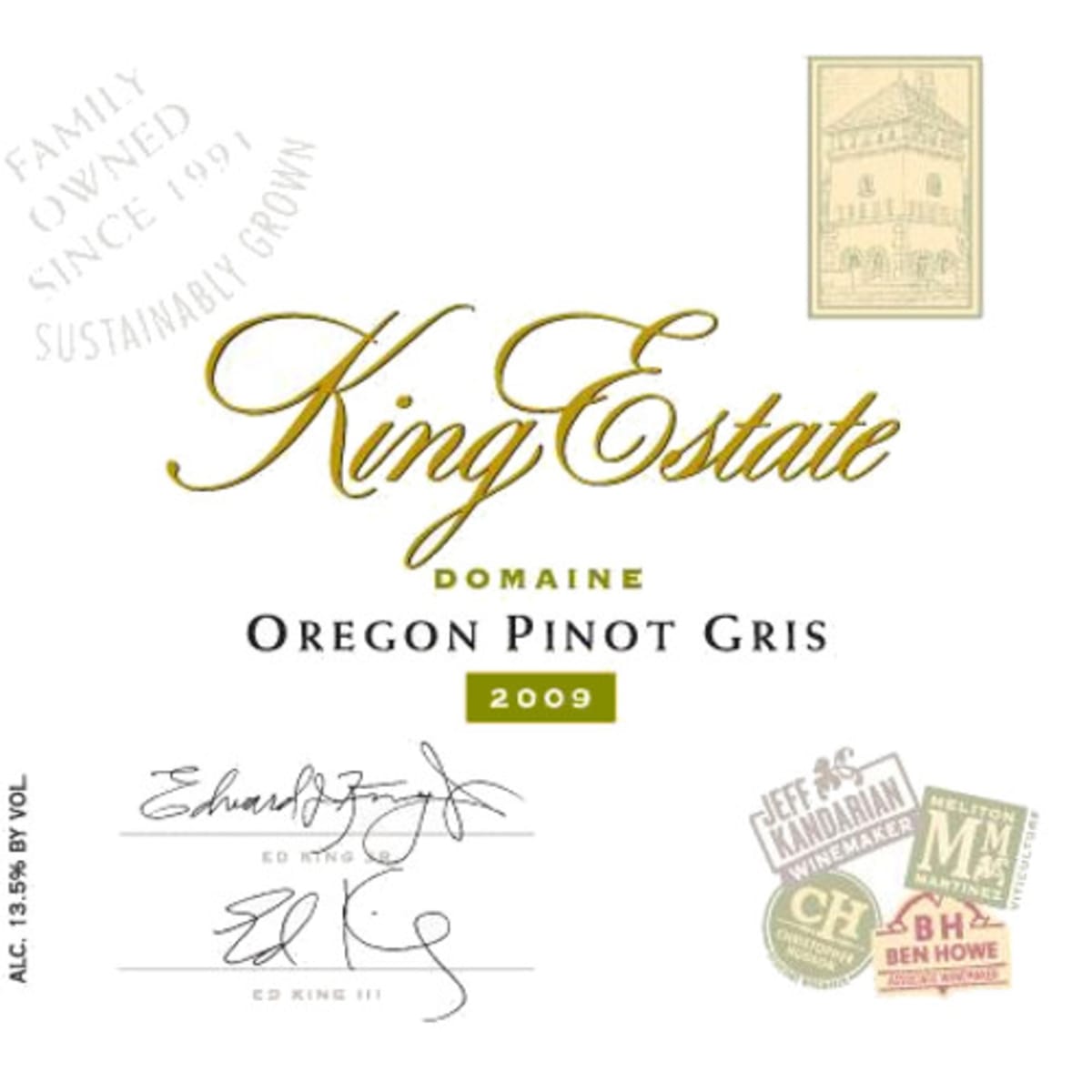 King Estate Domaine Pinot Gris 2009 Front Label