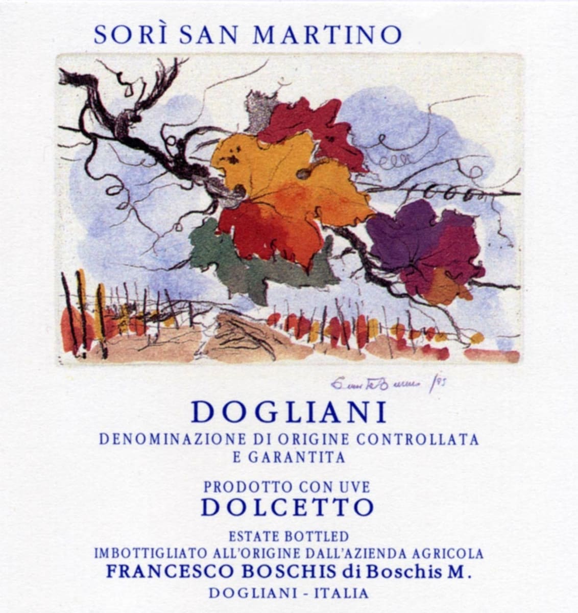 Francesco Boschis Sori San Martino Dolcetto di Dogliani 2008 Front Label