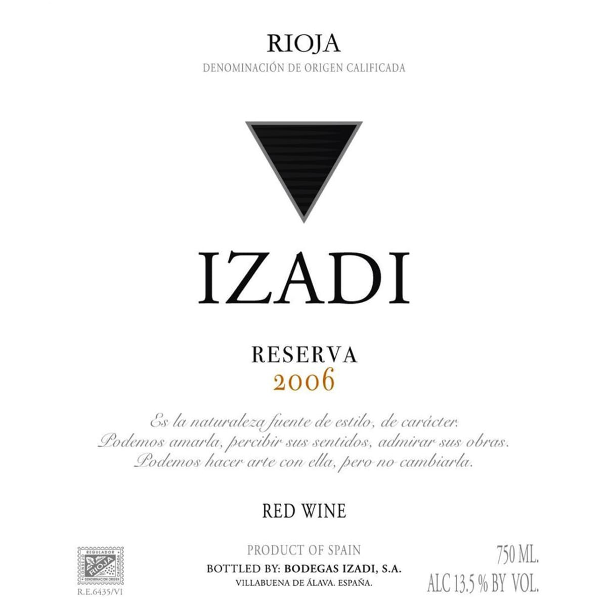 Bodegas Izadi Rioja Reserva 2006 Front Label