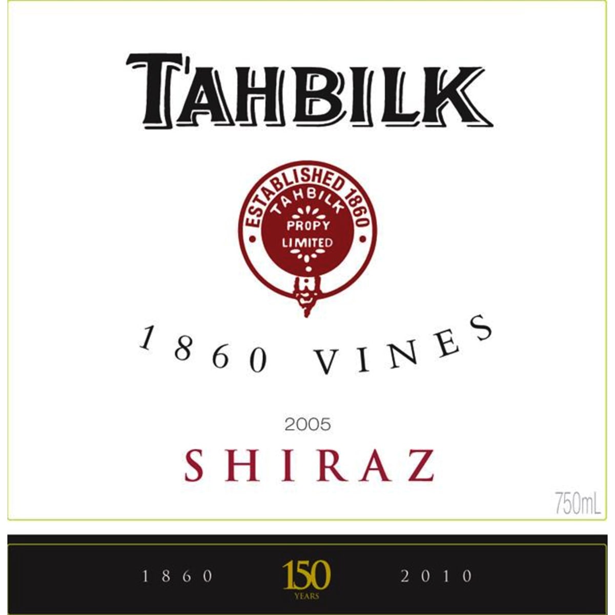 Tahbilk 1860 Vines Shiraz 2005 Front Label