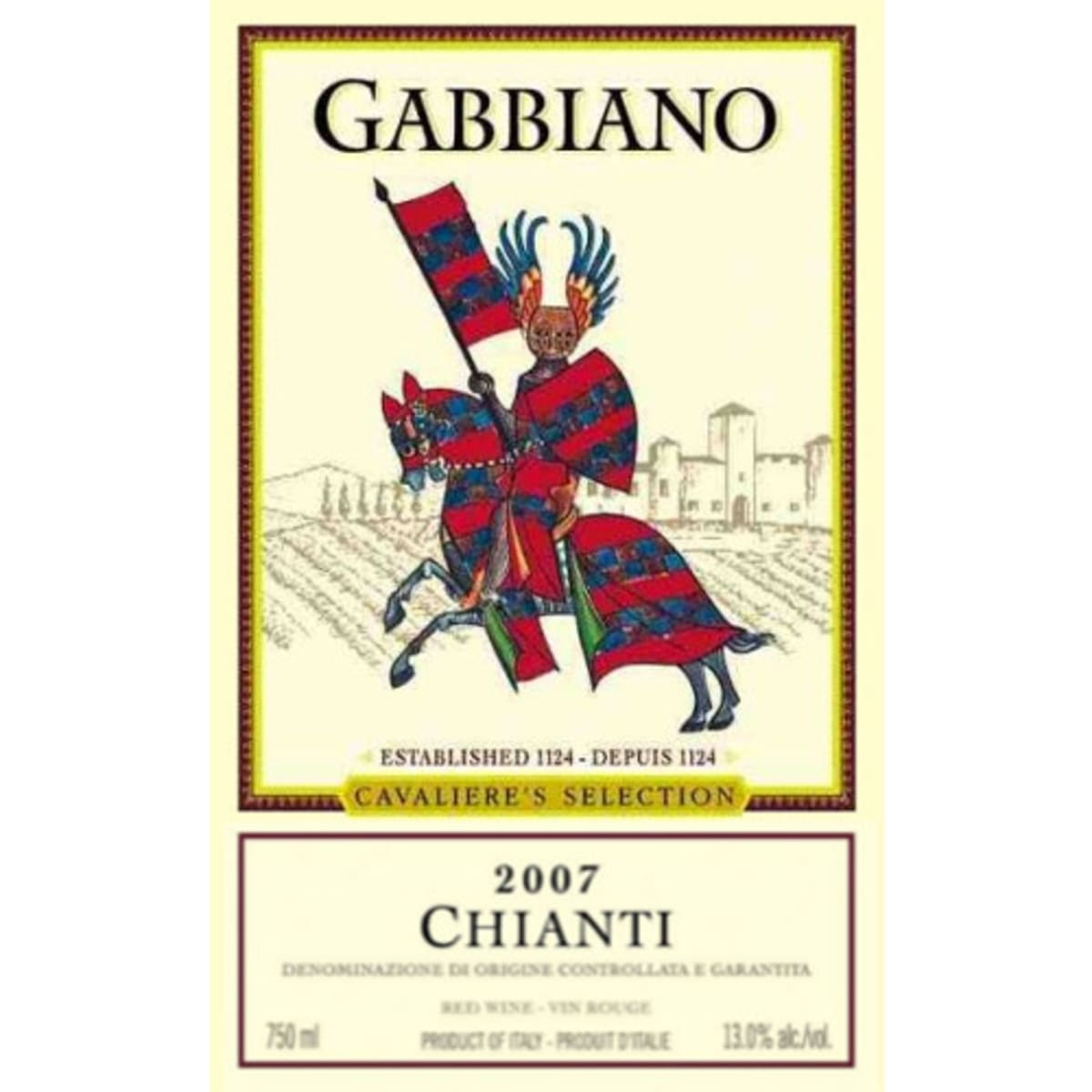 Gabbiano Cavaliere's Selection Chianti 2007 Front Label