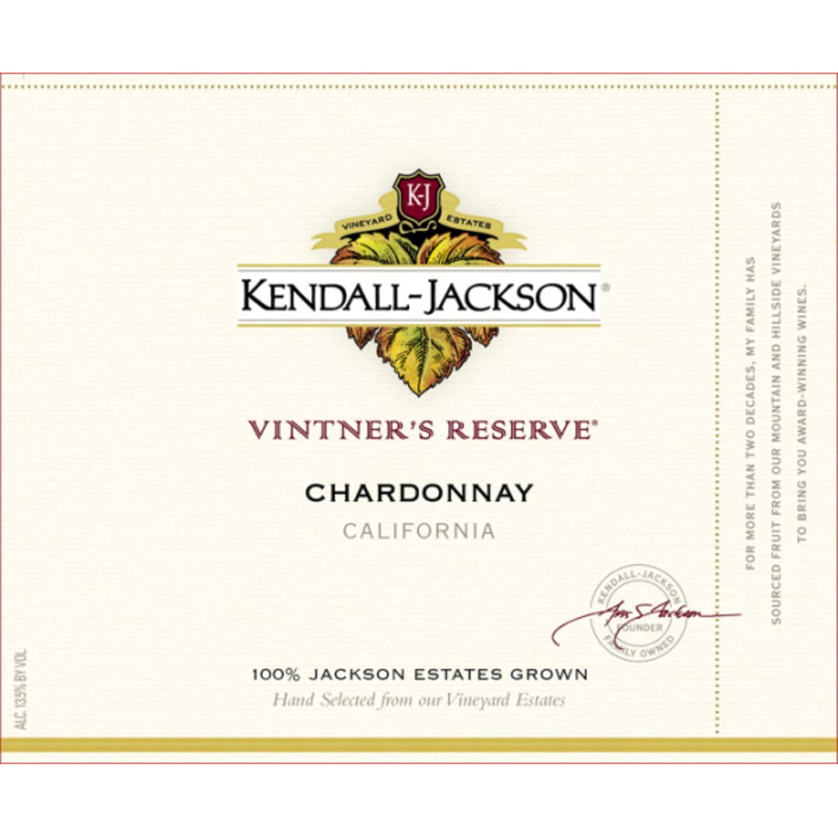 Kendall-Jackson Vintner's Reserve Chardonnay 2010 Front Label