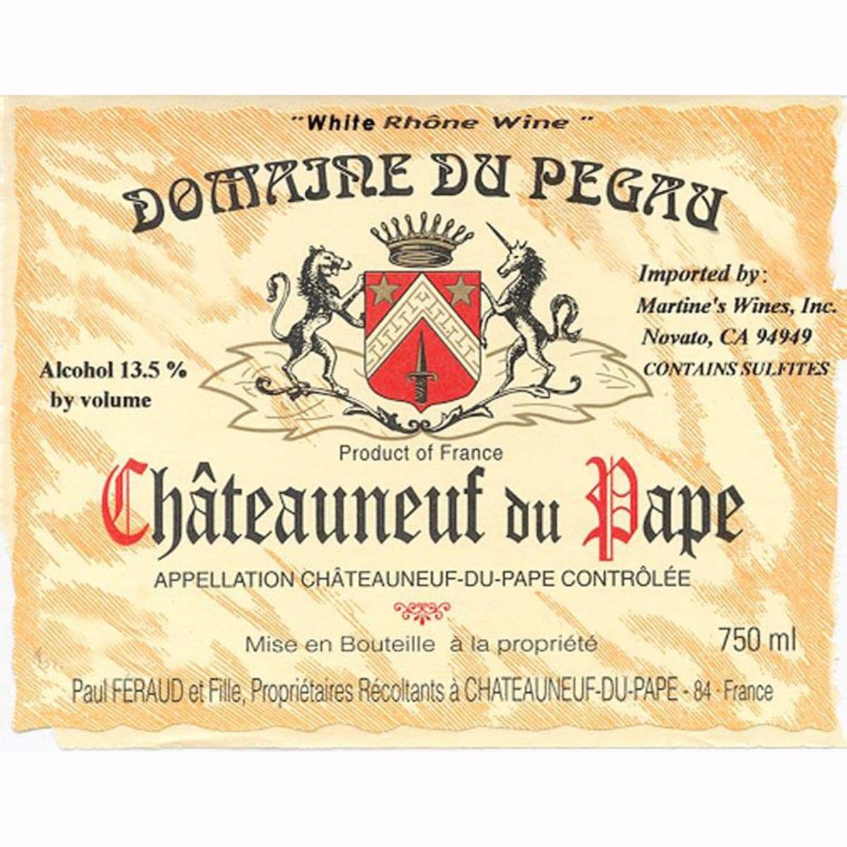 Domaine du Pegau Chateauneuf-du-Pape Blanc 2011 Front Label
