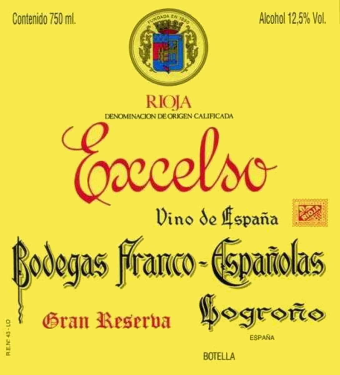 Bodegas Franco-Espanolas Excelso Gran Reserva 1952 Front Label