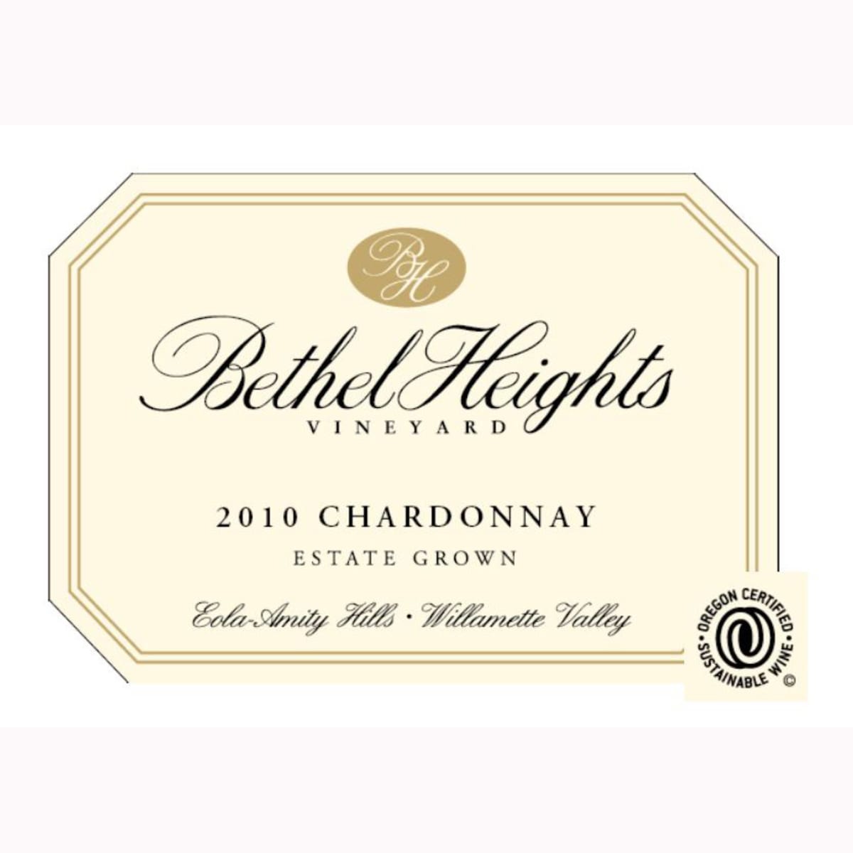 Bethel Heights Estate Grown Chardonnay 2010 Front Label