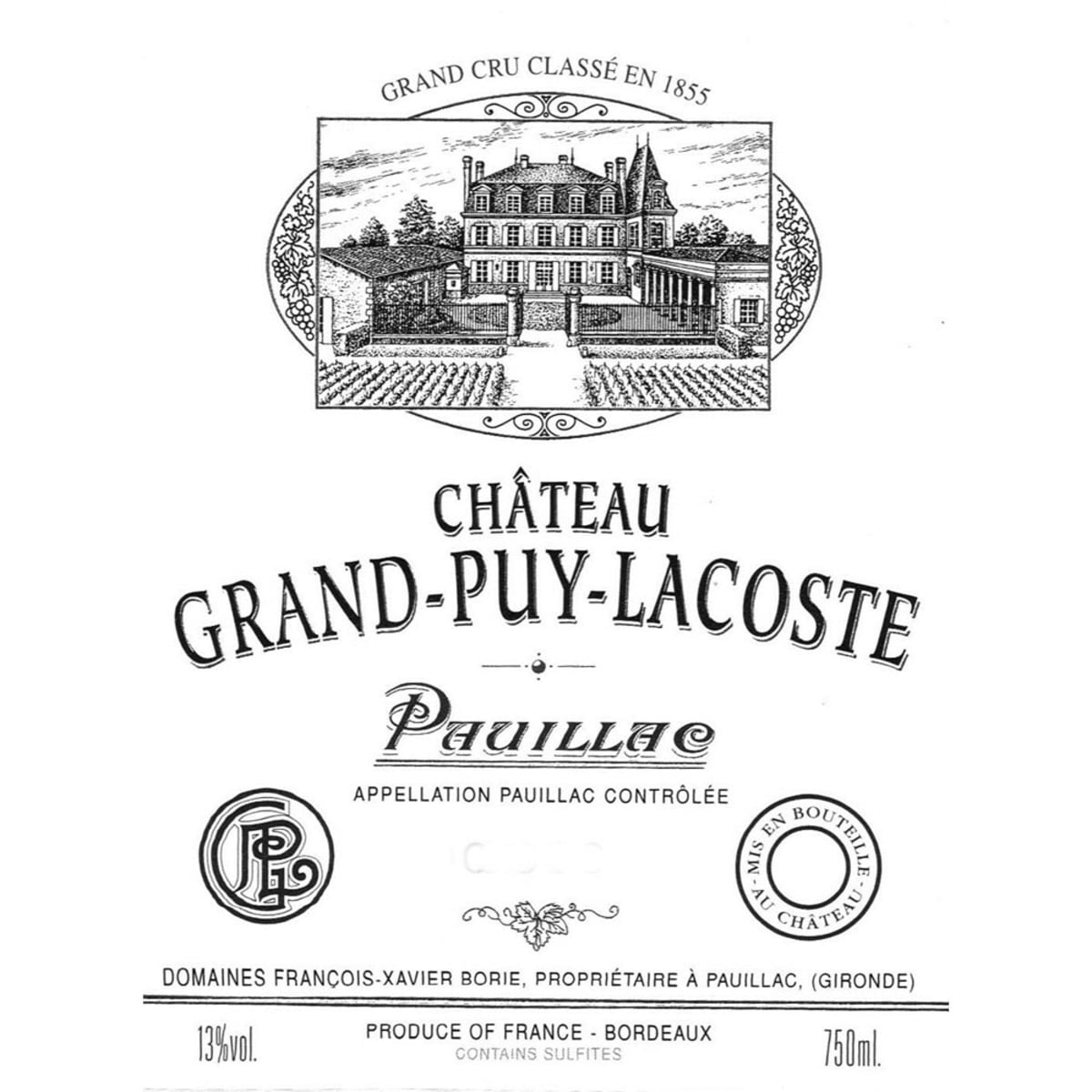 Chateau Grand-Puy-Lacoste (1.5 Liter Magnum) 2000 Front Label