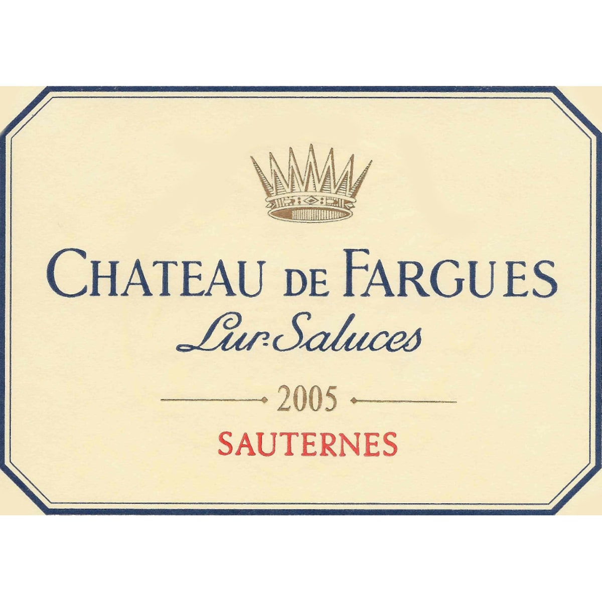Chateau de Fargues Sauternes (375ML half-bottle) 2005 Front Label