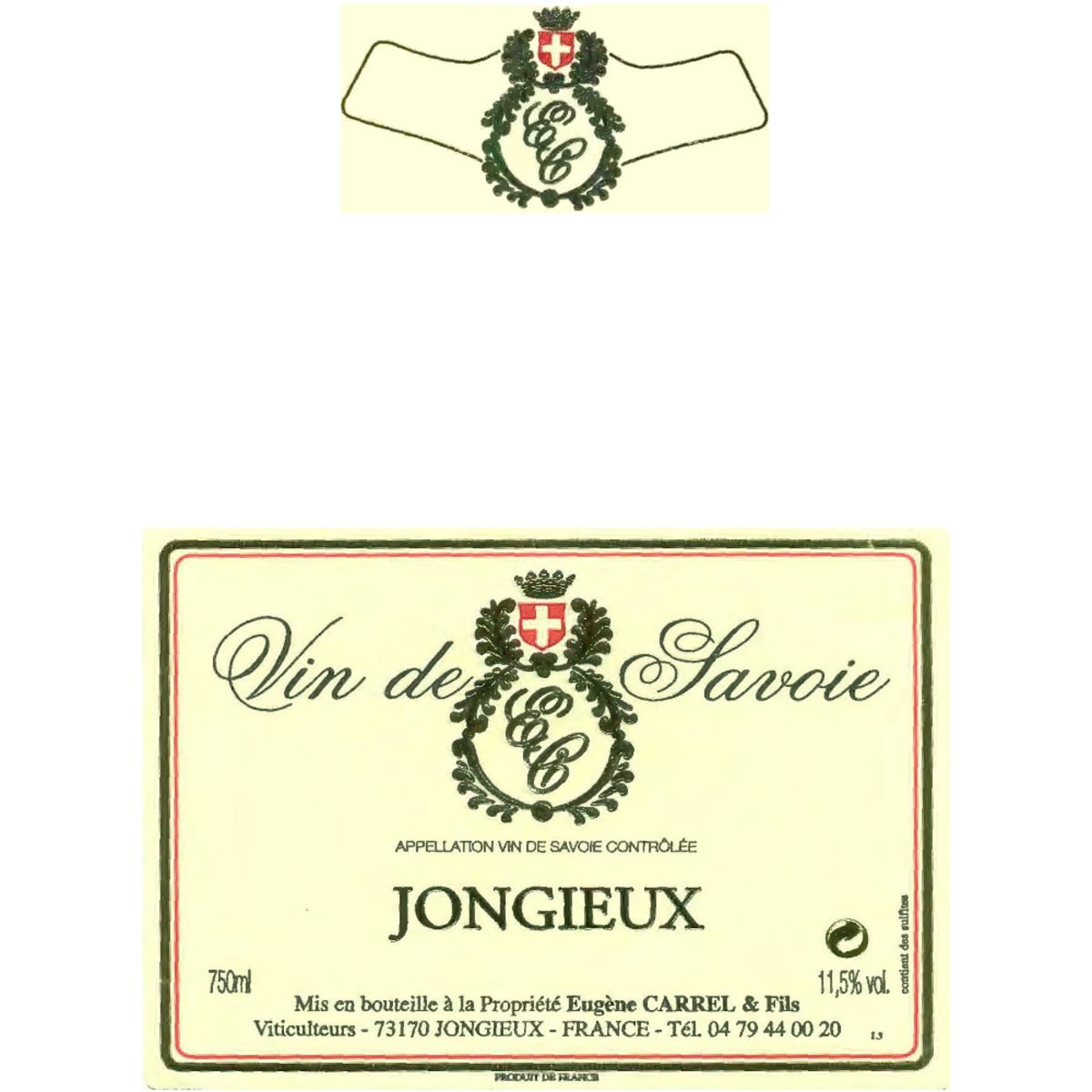 Domaine Eugene Carrel & Fils Jongieux Blanc 2013 Front Label