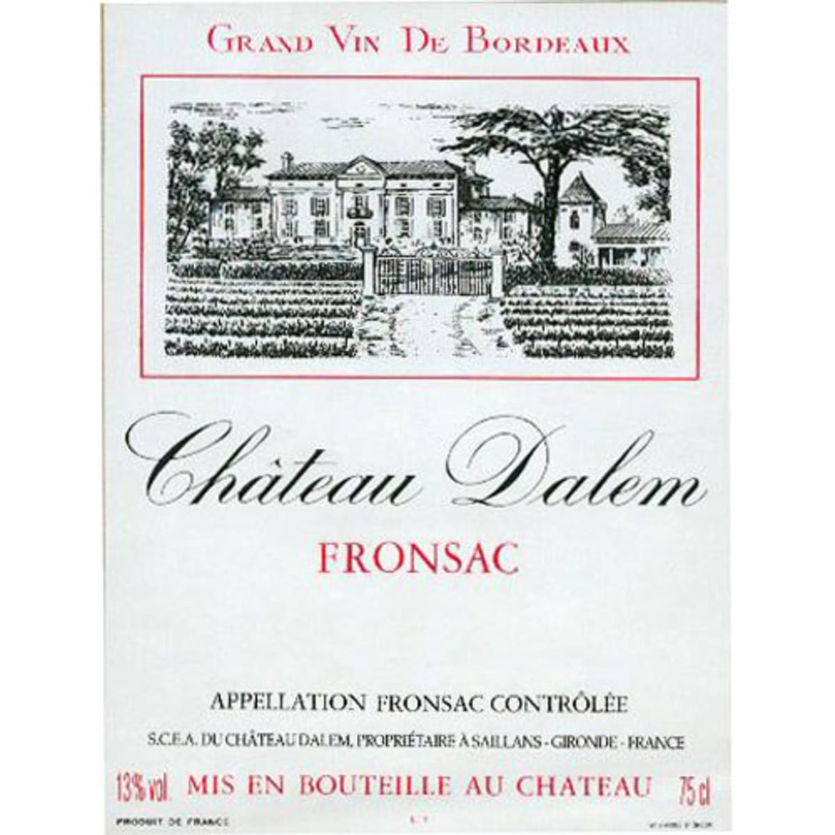 Chateau Dalem  2012 Front Label