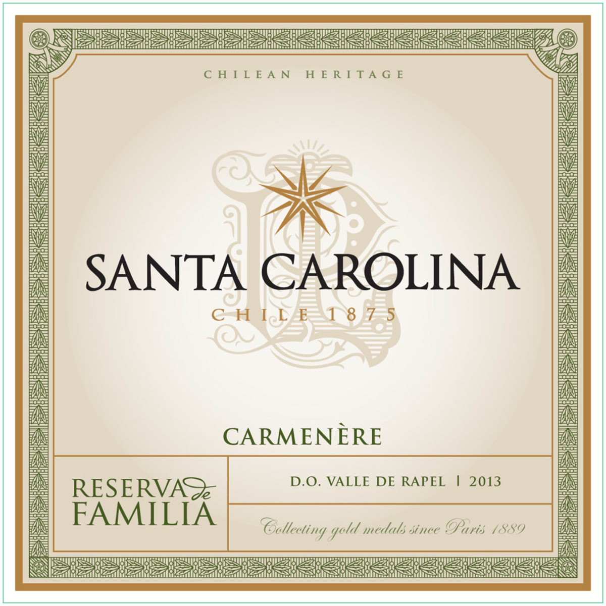 Santa Carolina Reserva de Familia Carmenere 2013 Front Label