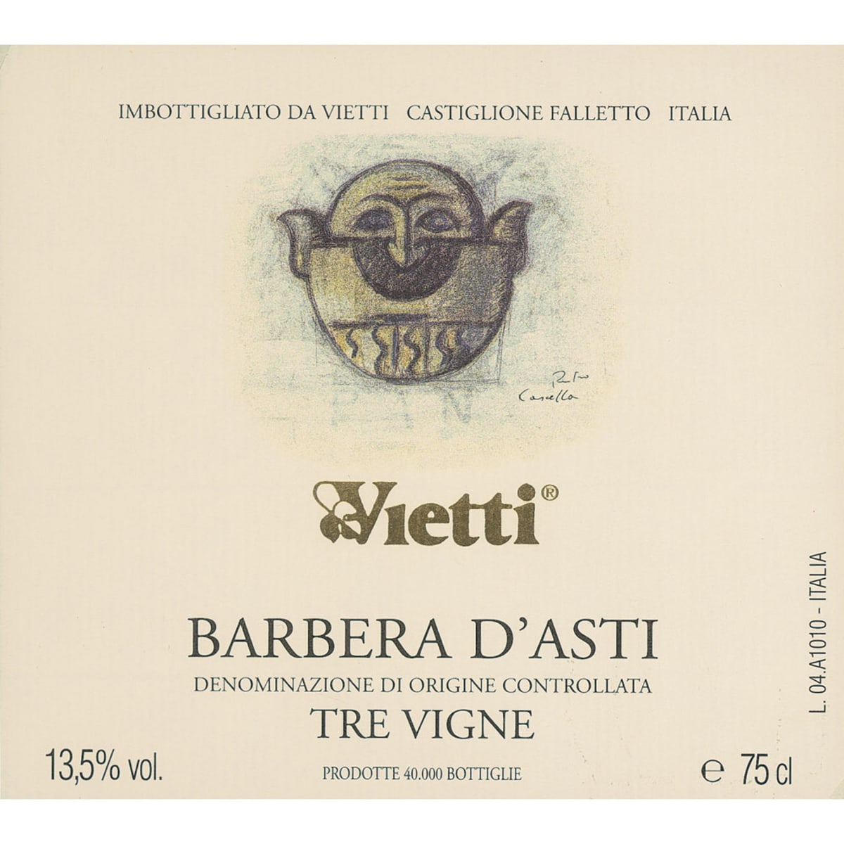 Vietti Barbera d'Asti Tre Vigne 2014 Front Label