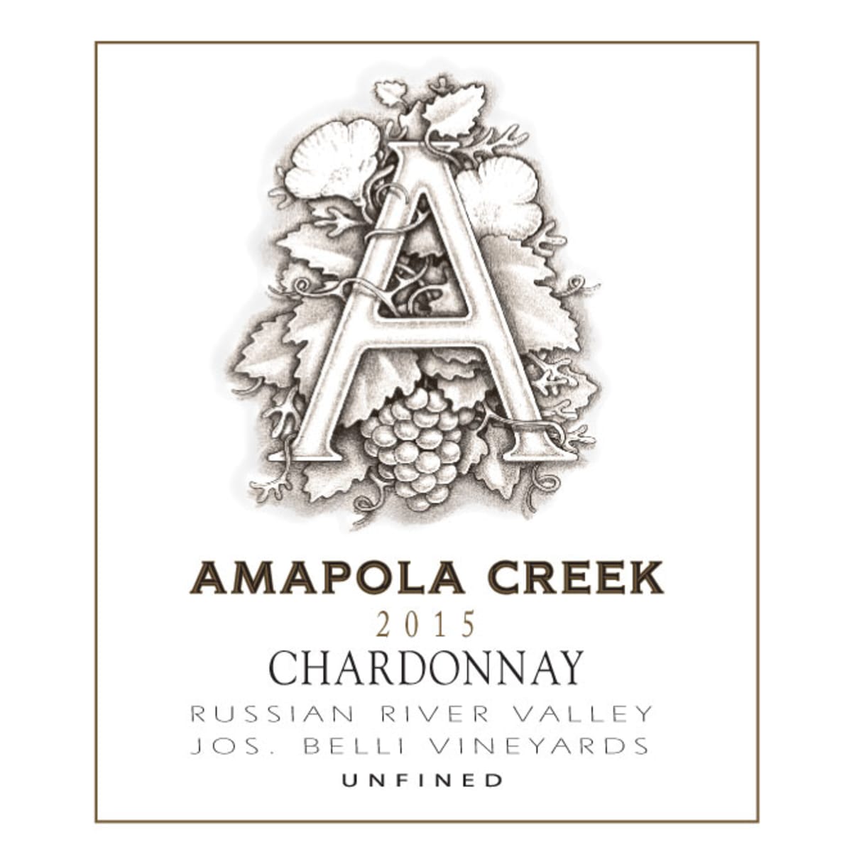 Amapola Creek Jos. Belli Vineyards Chardonnay 2015 Front Label