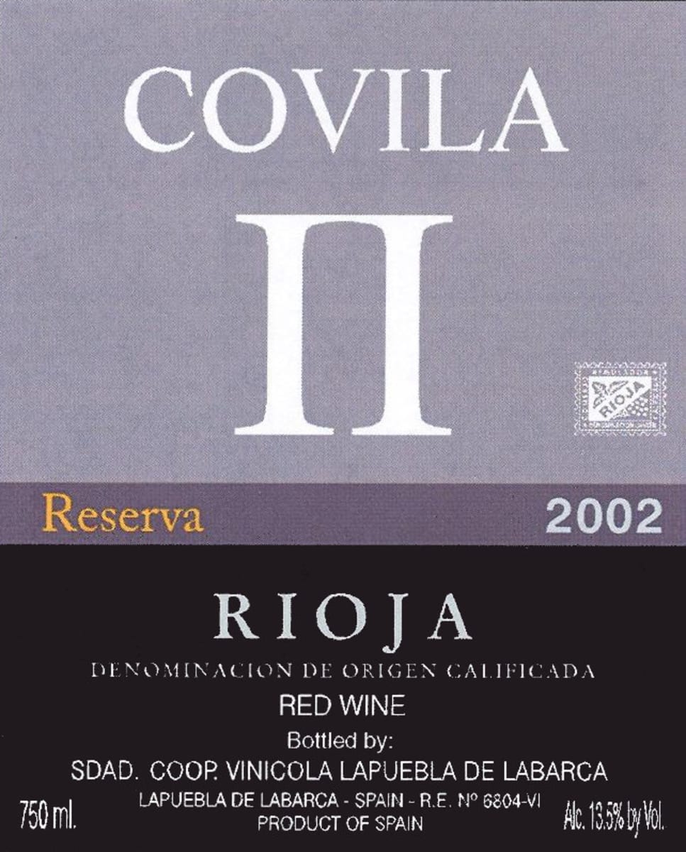 Bodegas Covila II Reserva 2002 Front Label