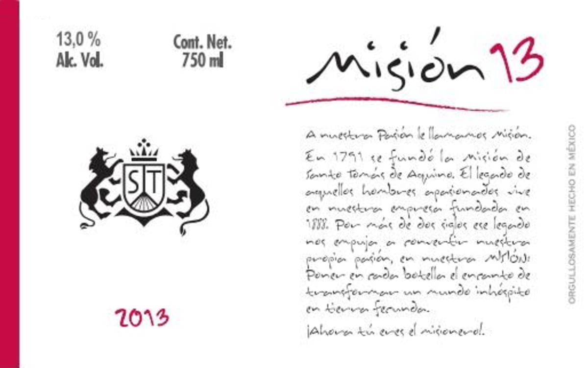 Bodegas de Santo Tomas Mision Tinto 2013 Front Label