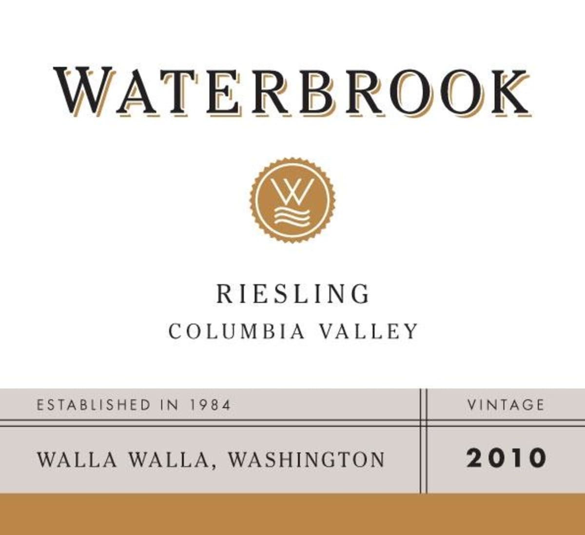 Waterbrook Riesling 2010 Front Label