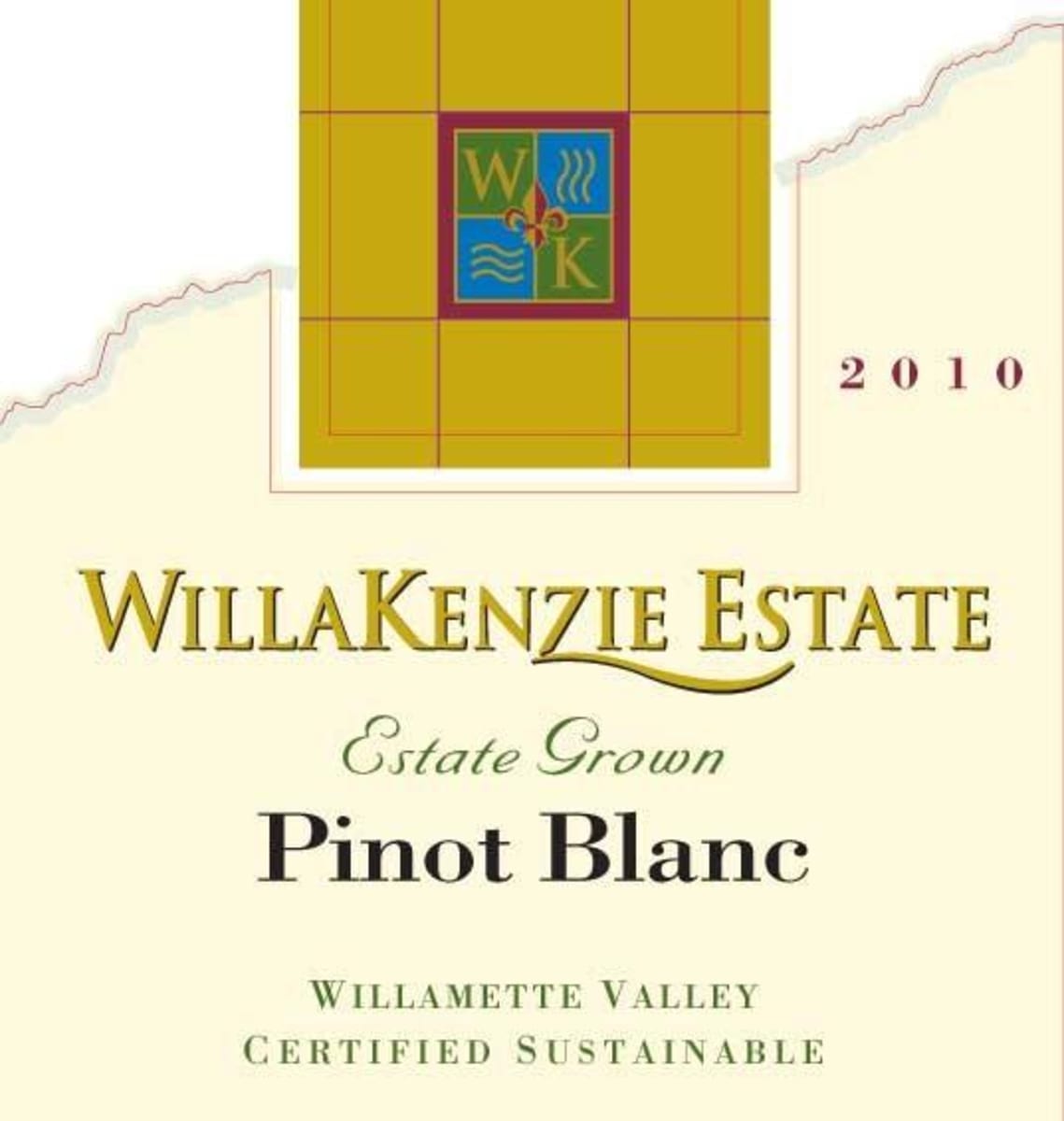 WillaKenzie Estate Estate Grown Pinot Blanc 2010 Front Label