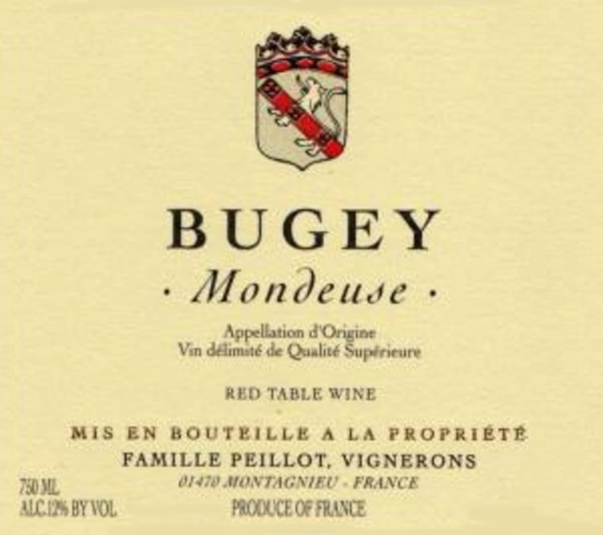 Franck Peillot Bugey Mondeuse 2012 Front Label