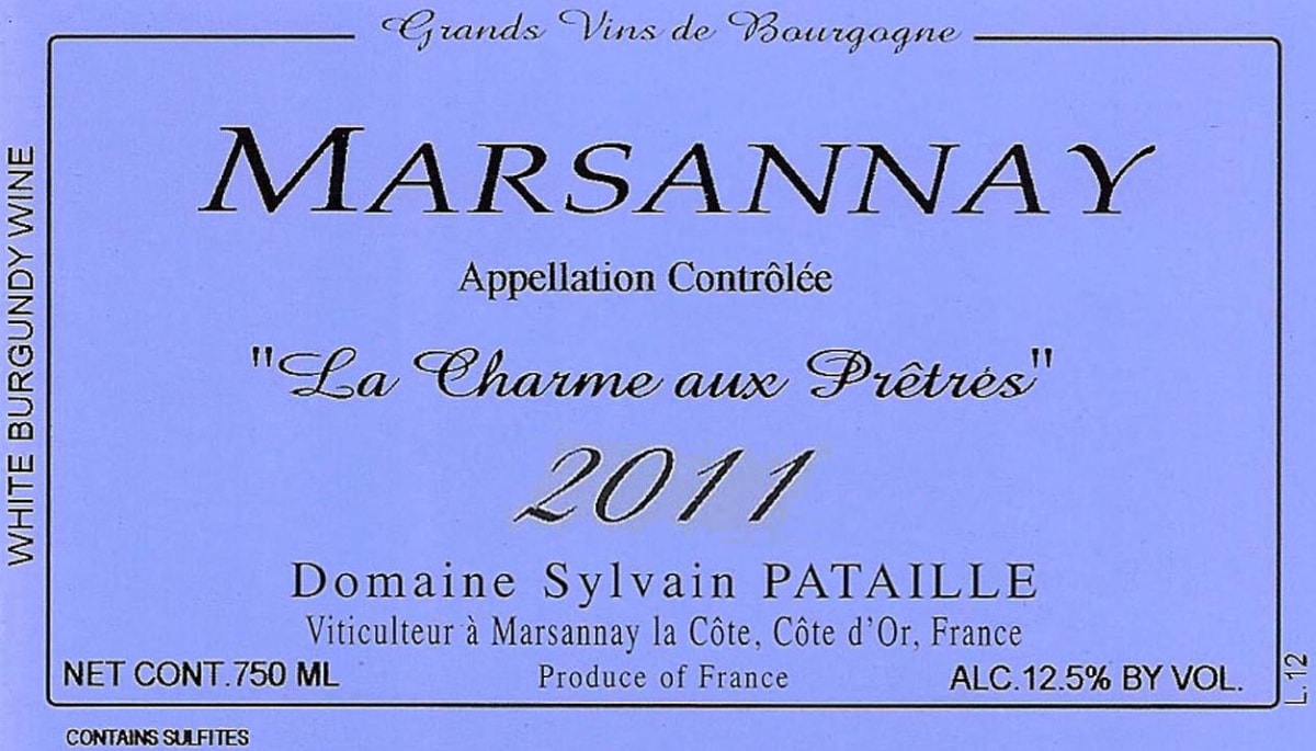 Sylvain Pataille Marsannay La Charme aux Pretres Blanc 2011 Front Label
