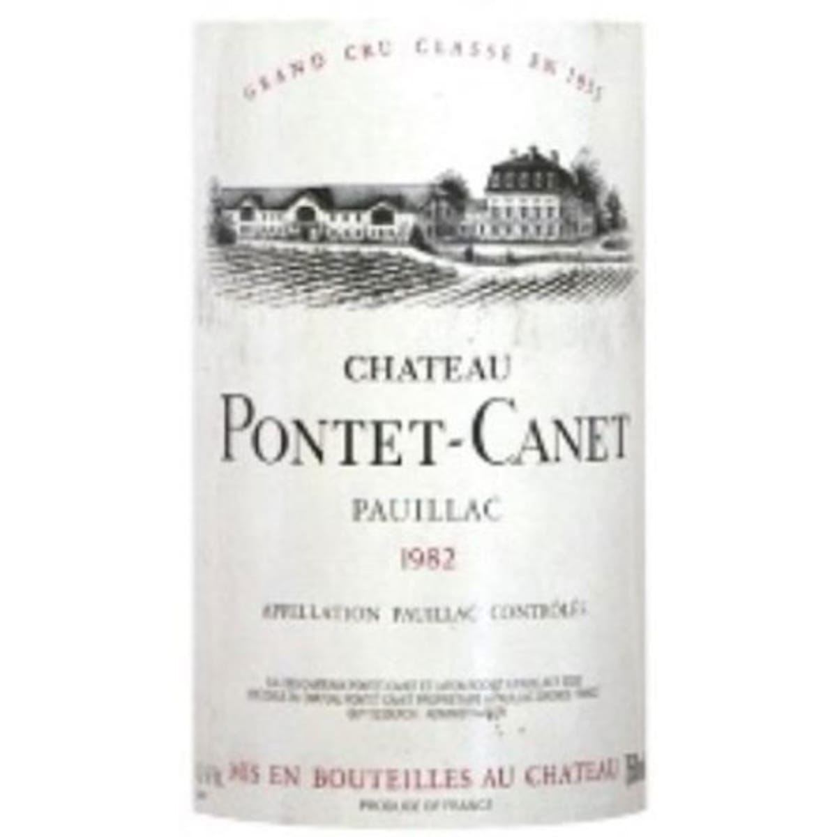 Chateau Pontet-Canet (bin soiled labels) 1982 Front Label