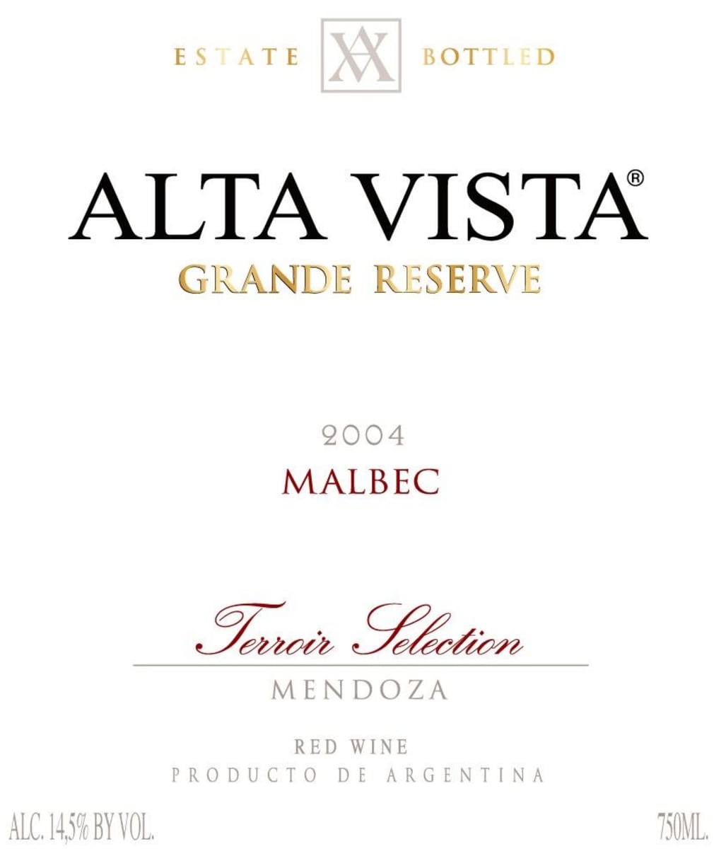 Alta Vista Terroir Selection Grande Reserve Malbec 2004 Front Label