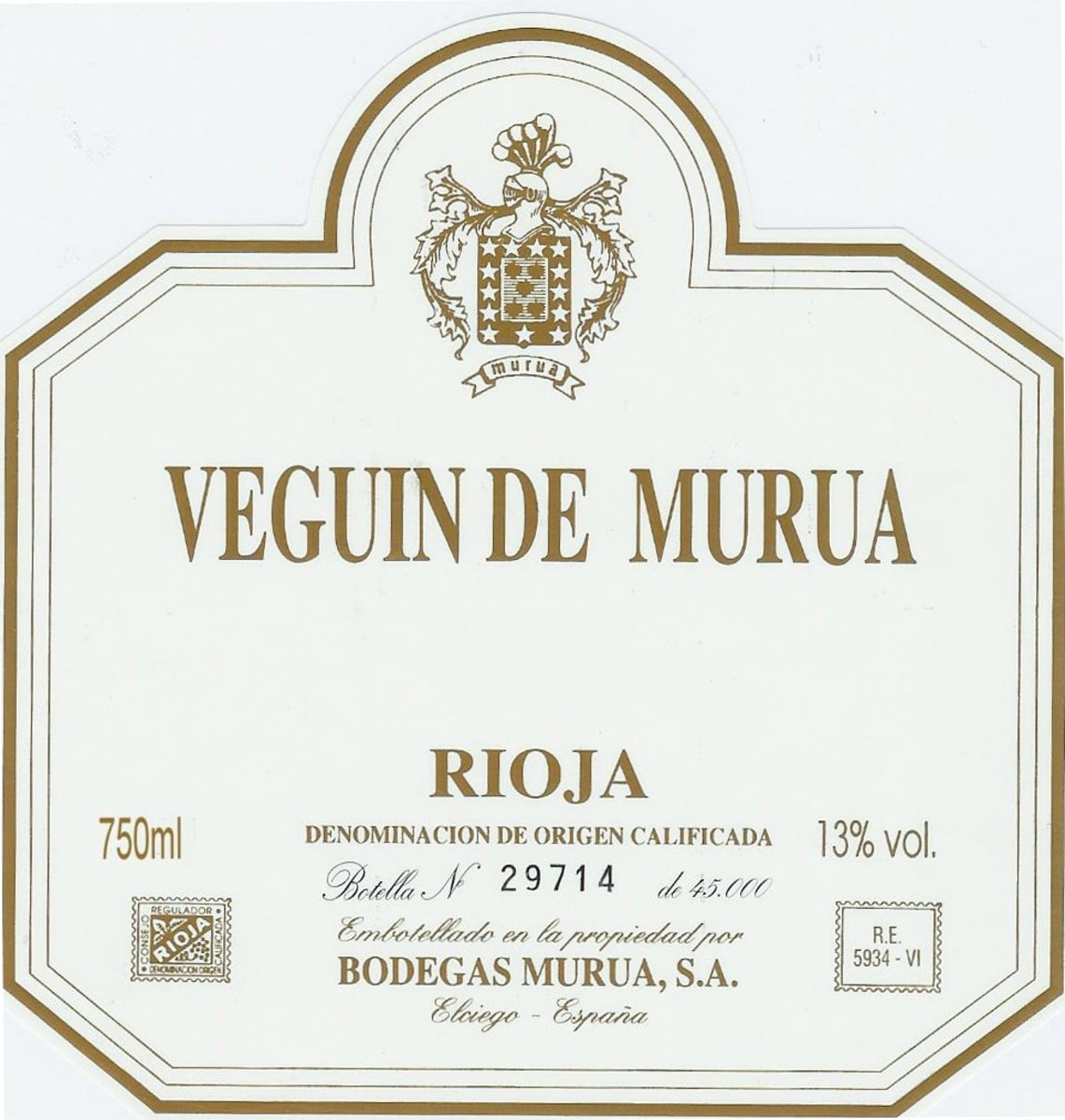 Bodegas Murua Veguin de Murua 2001 Front Label