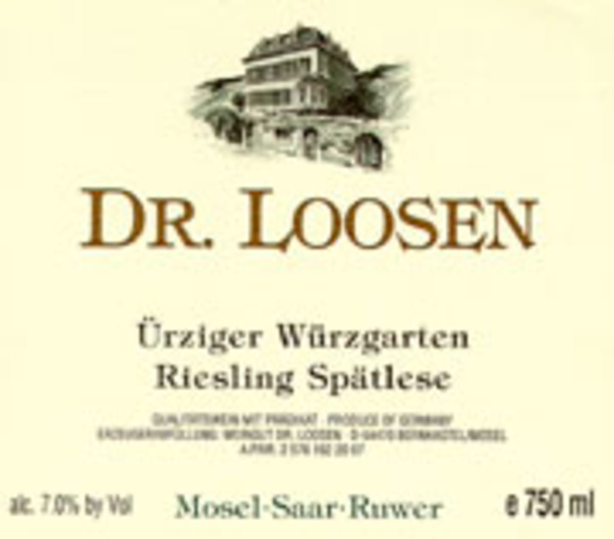 Dr. Loosen Urziger Wurzgarten Riesling Spatlese 2004 Front Label