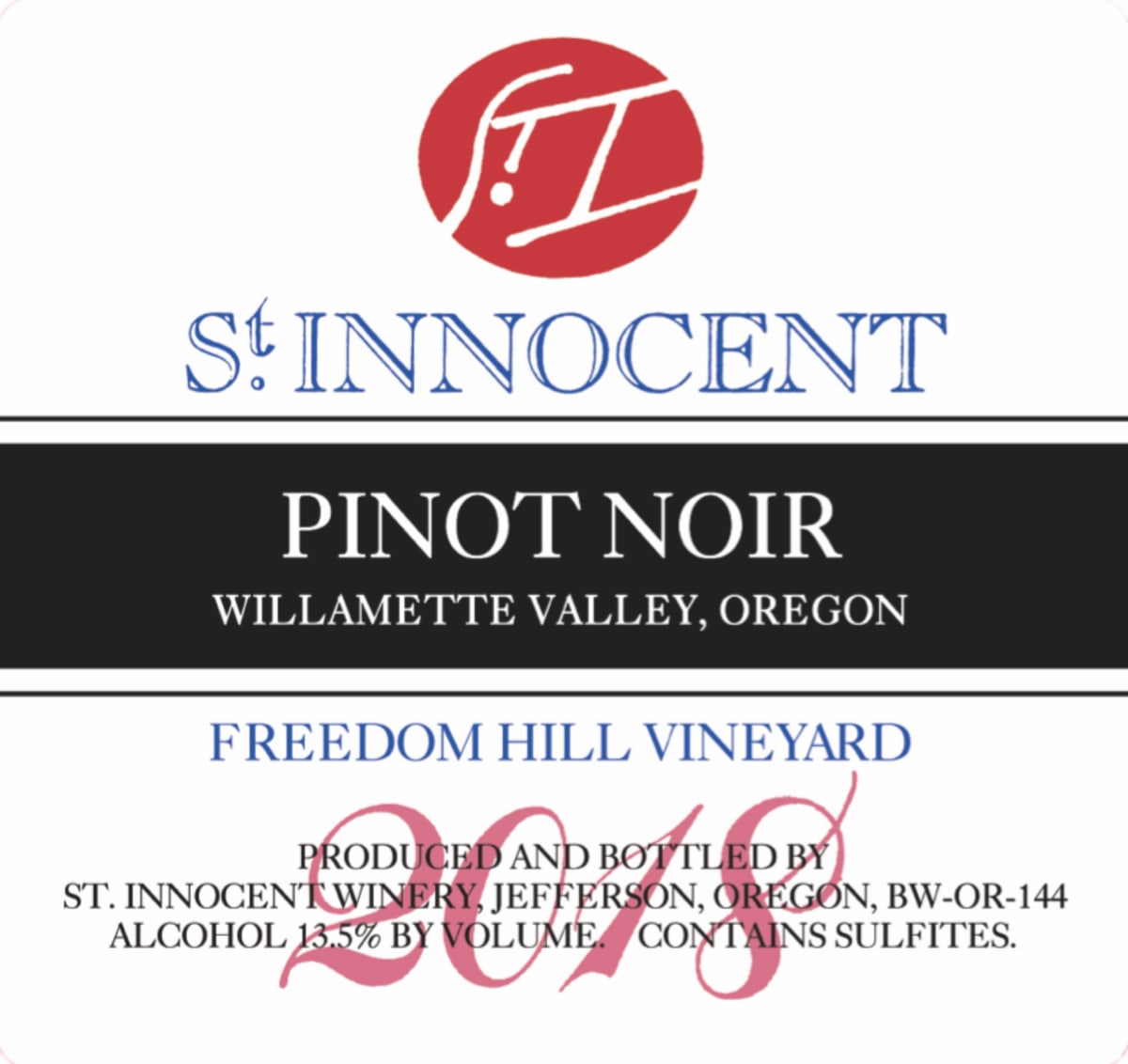 St. Innocent Freedom Hill Pinot Noir (375ML half-bottle) 2018  Front Label