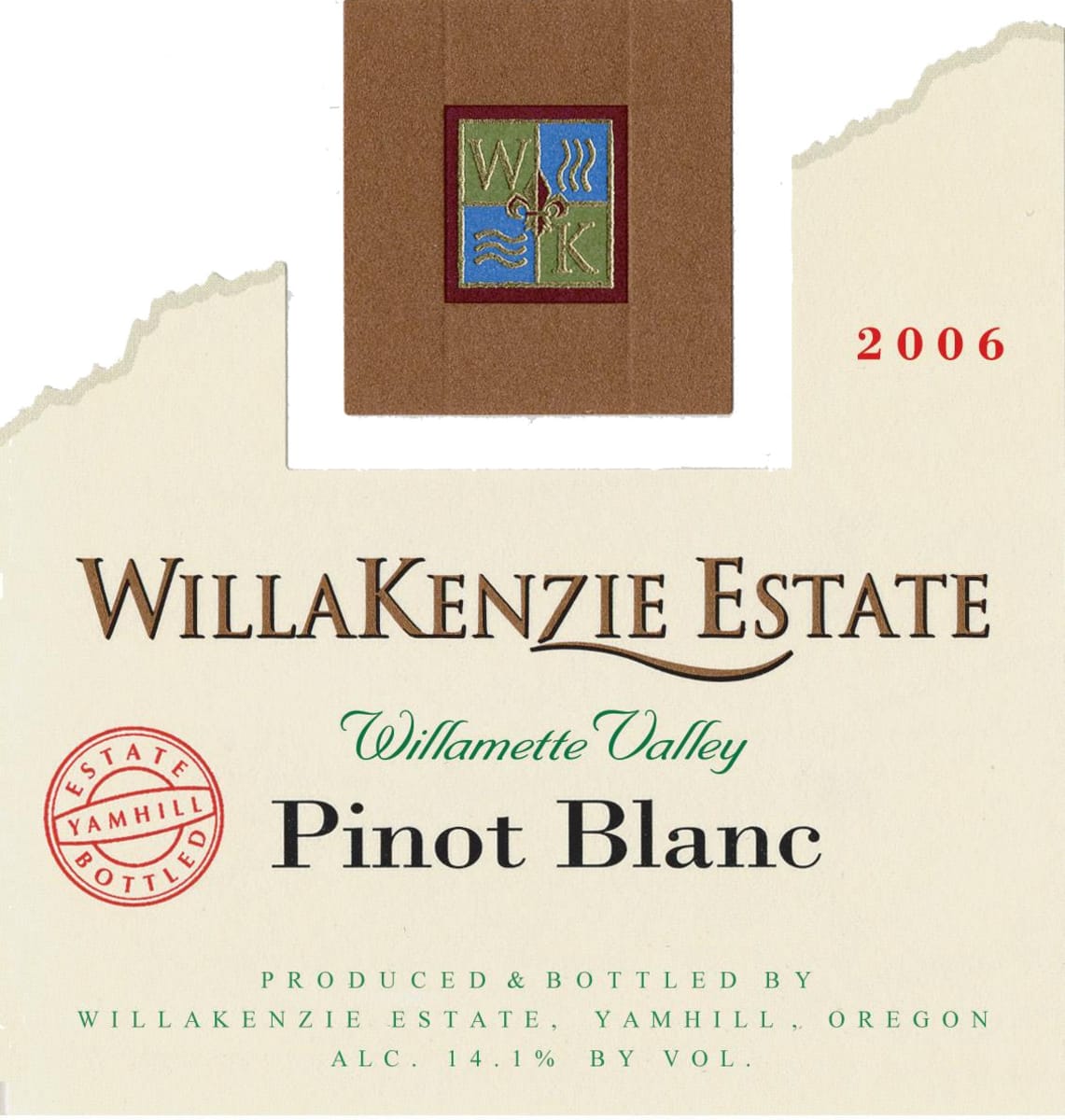 WillaKenzie Estate Estate Grown Pinot Blanc 2006 Front Label