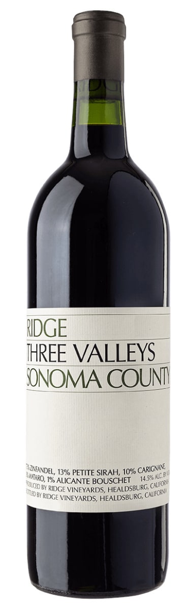 Ridge Three Valleys Red 2020  Front Bottle Shot