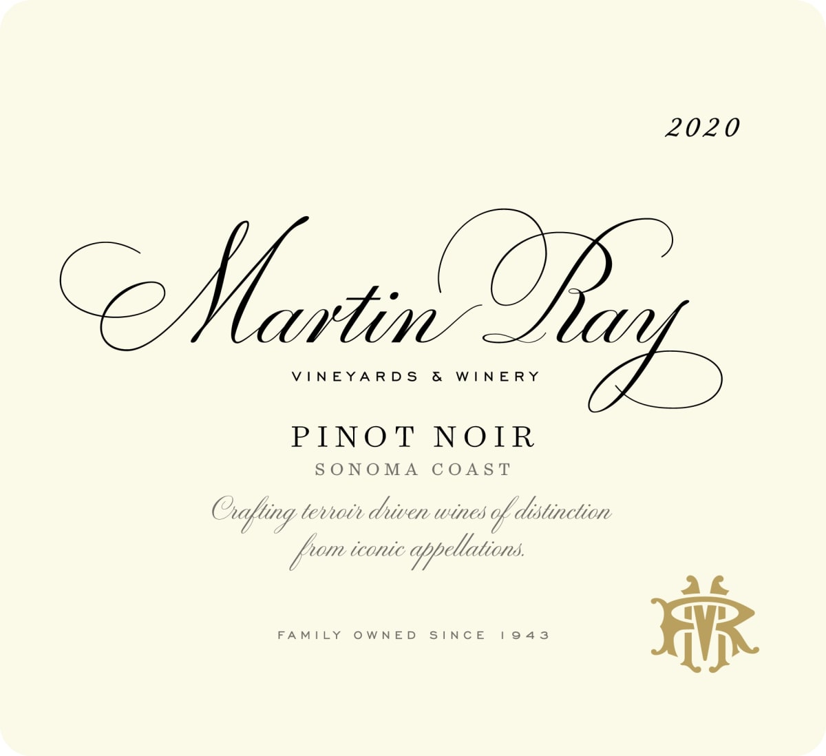Martin Ray Sonoma Coast Pinot Noir (375ML half-bottle) 2020  Front Label