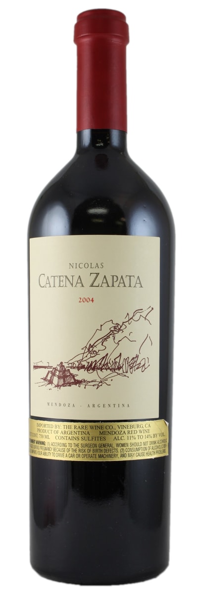 Catena Zapata Nicolas (stained labels) 2004 Front Bottle Shot