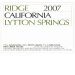 Ridge Lytton Springs 2007 Front Label