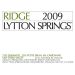 Ridge Lytton Springs 2009 Front Label